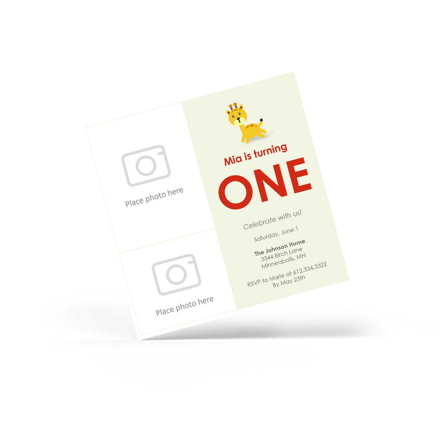 Child's Giraffe Invite
