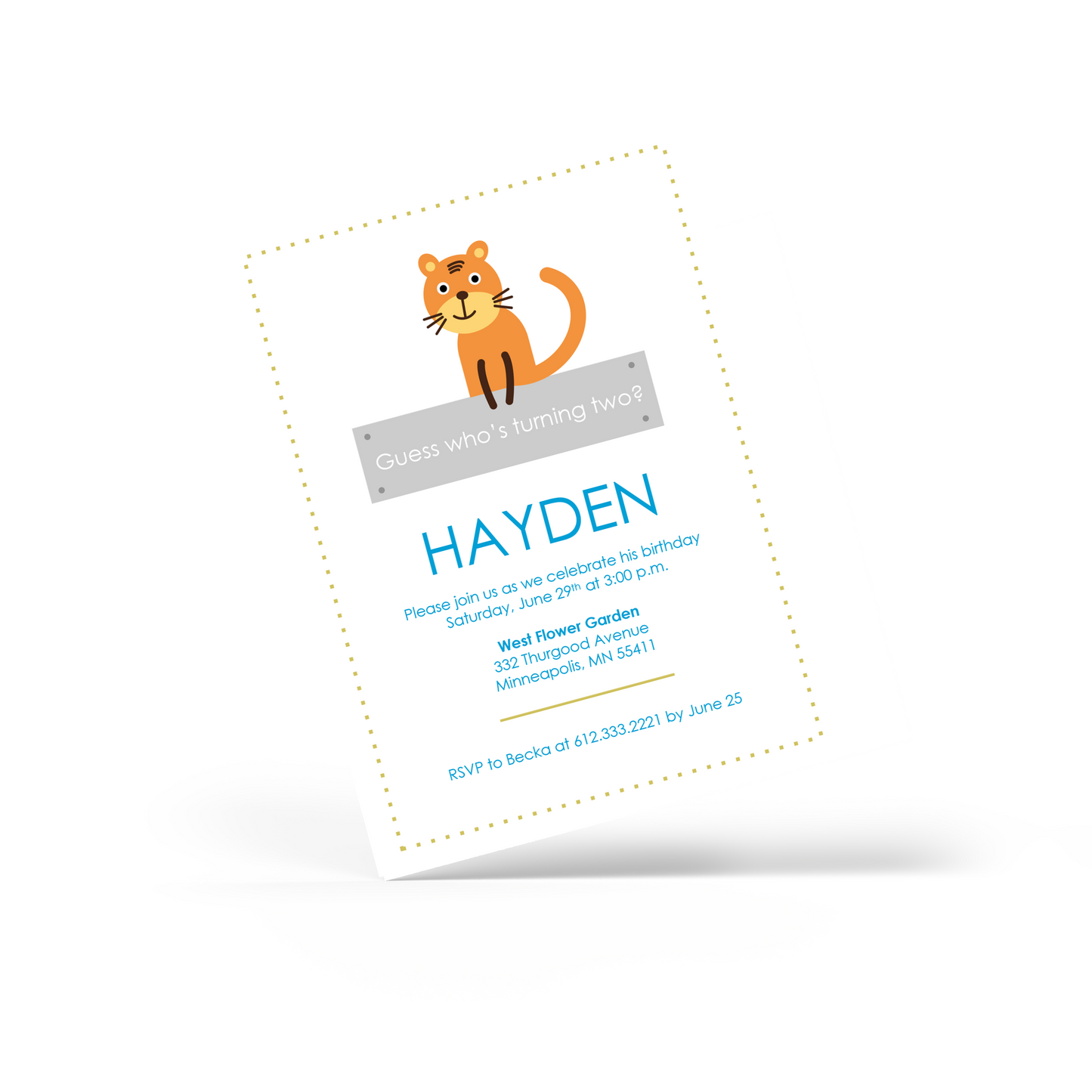 Child Cat Birthday Invite